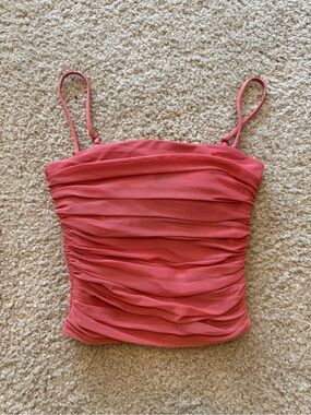 Express Pink Ruched Spaghetti-Strap Camisole